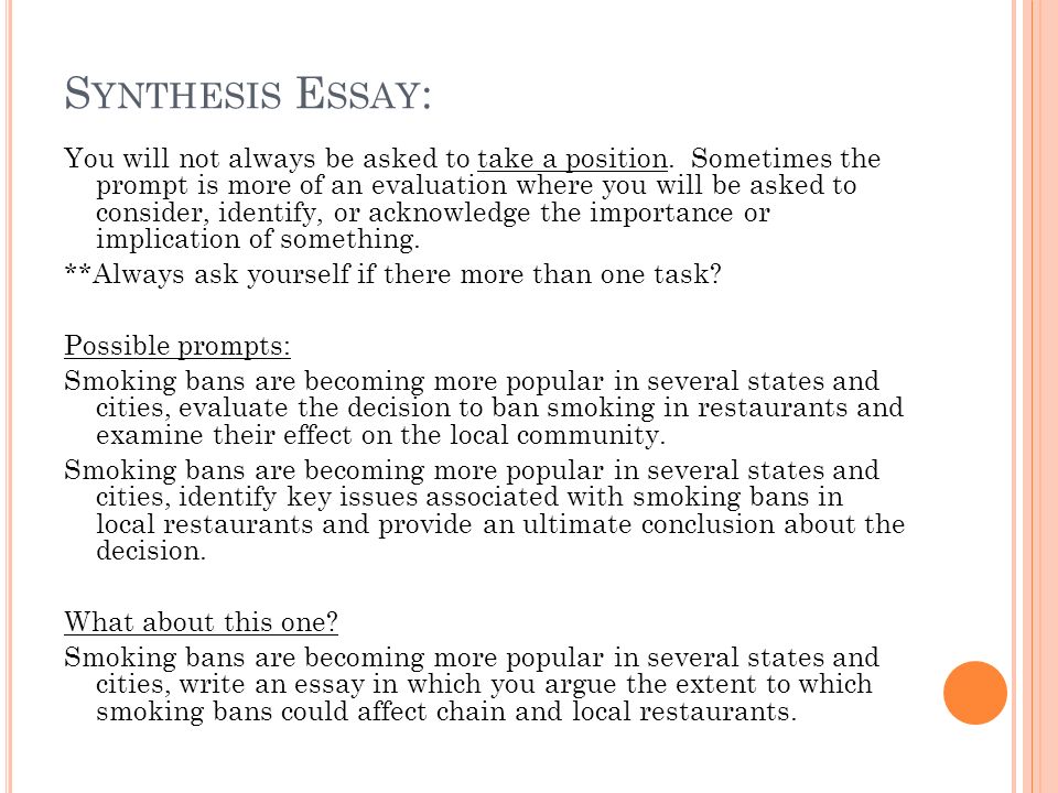 Example thesis statement for a synthesis essay