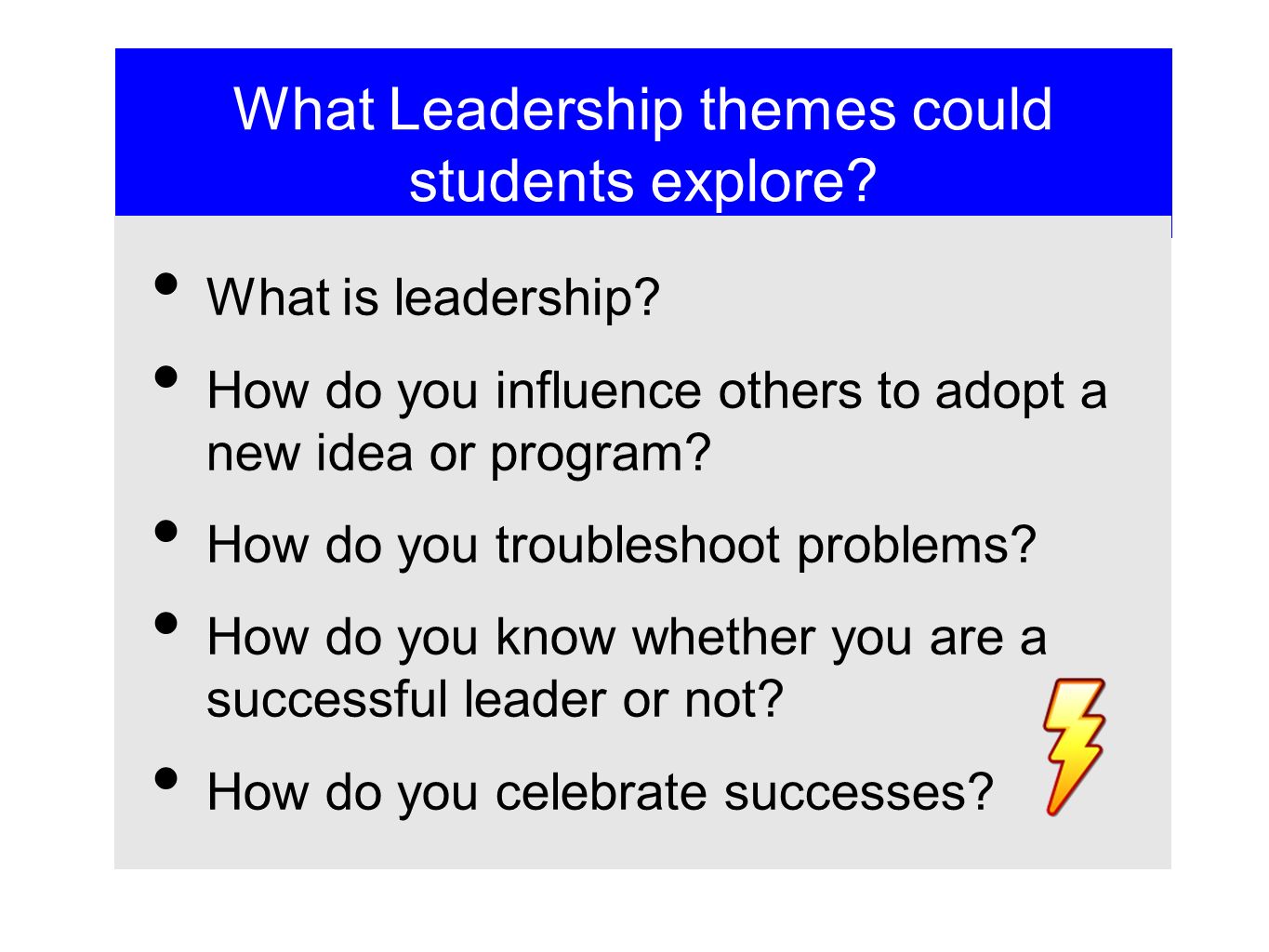 What Leadership themes could students explore. What is leadership.