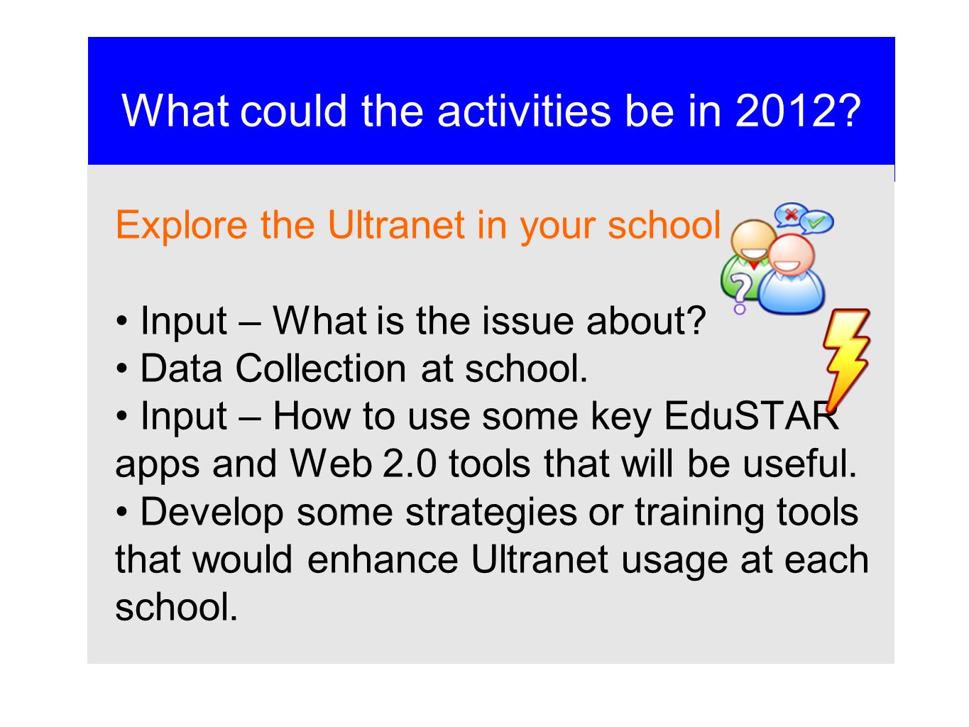 What could the activities be in 2012.
