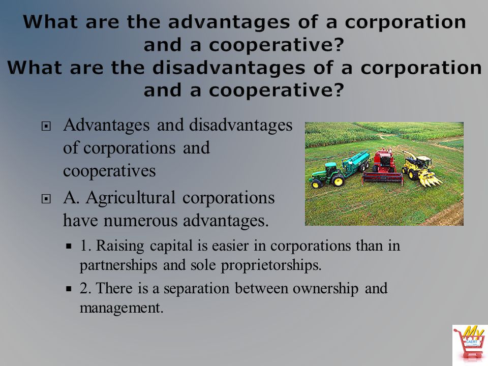 Advantages and disadvantages of corporations and cooperatives A.