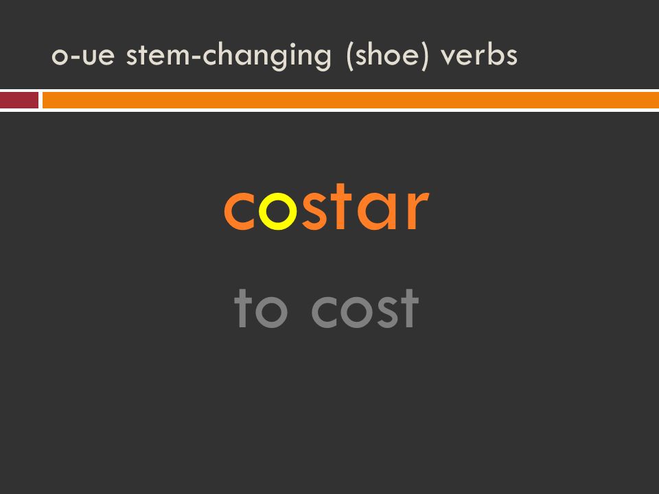 o-ue stem-changing (shoe) verbs costar to cost