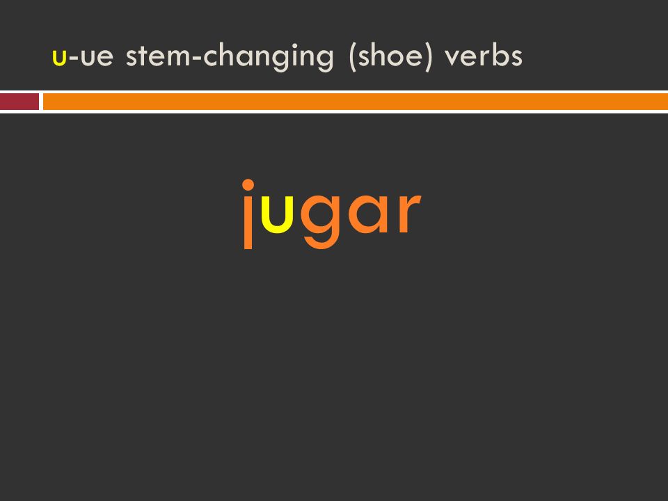 u-ue stem-changing (shoe) verbs jugar