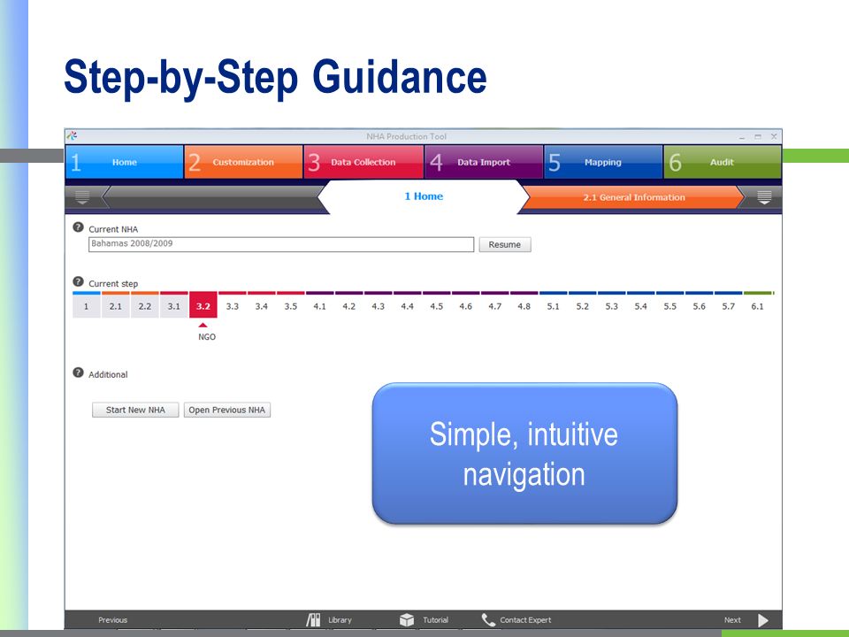 Simple, intuitive navigation Guiding the NHA Process Step-by-Step Guidance