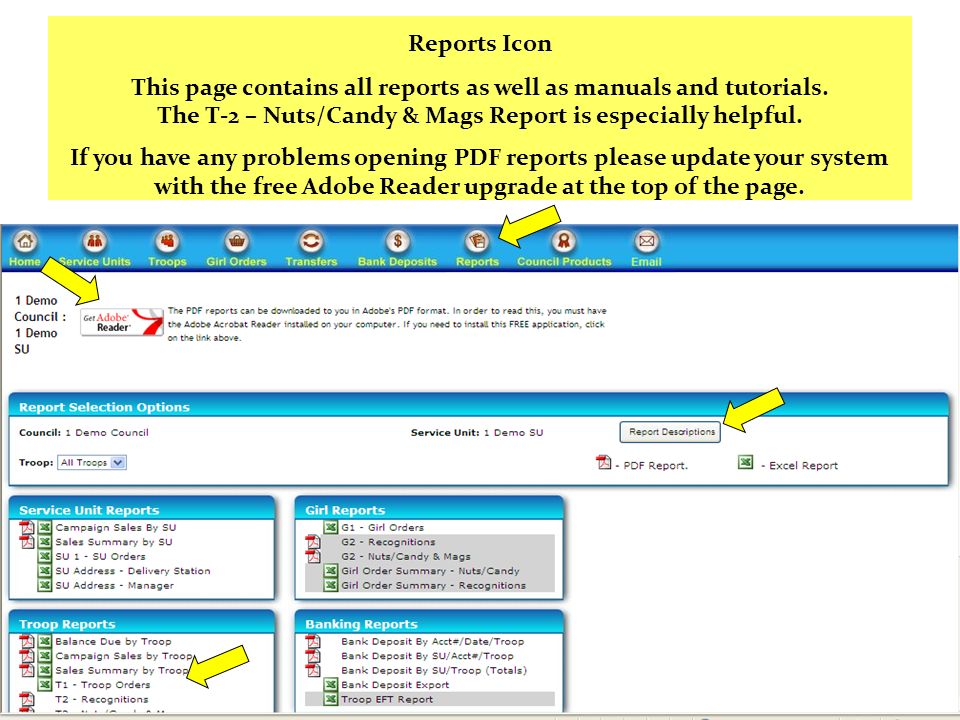 Reports Icon This page contains all reports as well as manuals and tutorials.