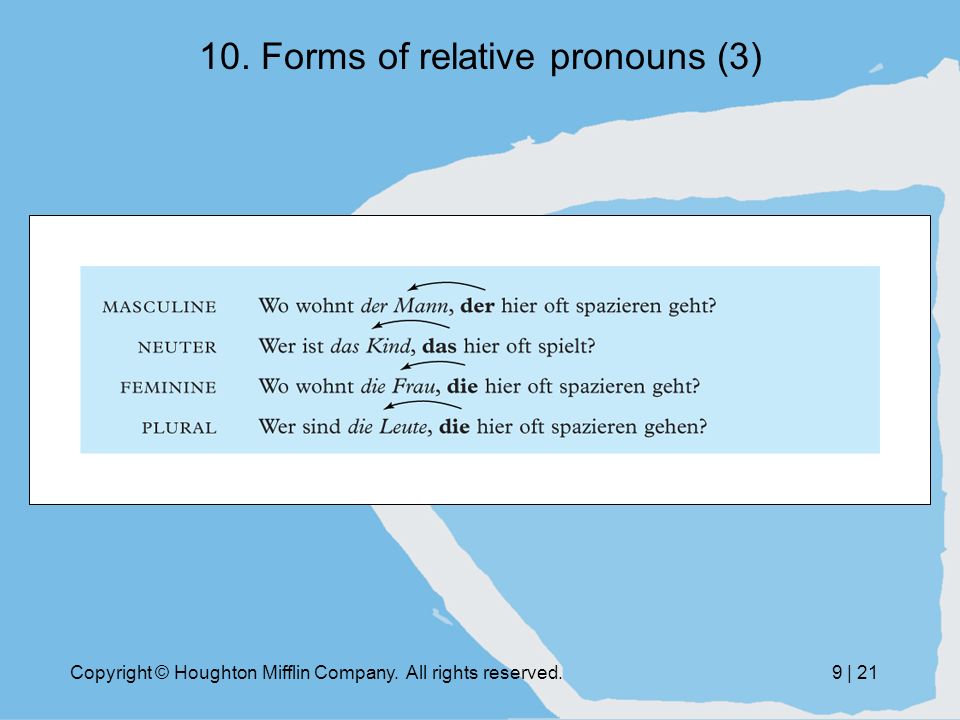 Copyright © Houghton Mifflin Company. All rights reserved.9 | Forms of relative pronouns (3)