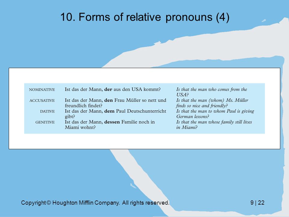 Copyright © Houghton Mifflin Company. All rights reserved.9 | Forms of relative pronouns (4)