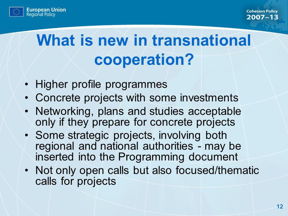 12 What is new in transnational cooperation.