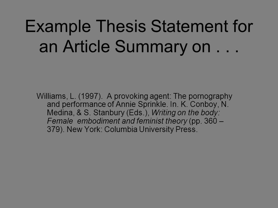 how to write summary of thesis