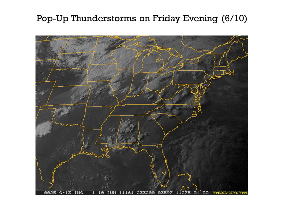 Pop-Up Thunderstorms on Friday Evening (6/10)