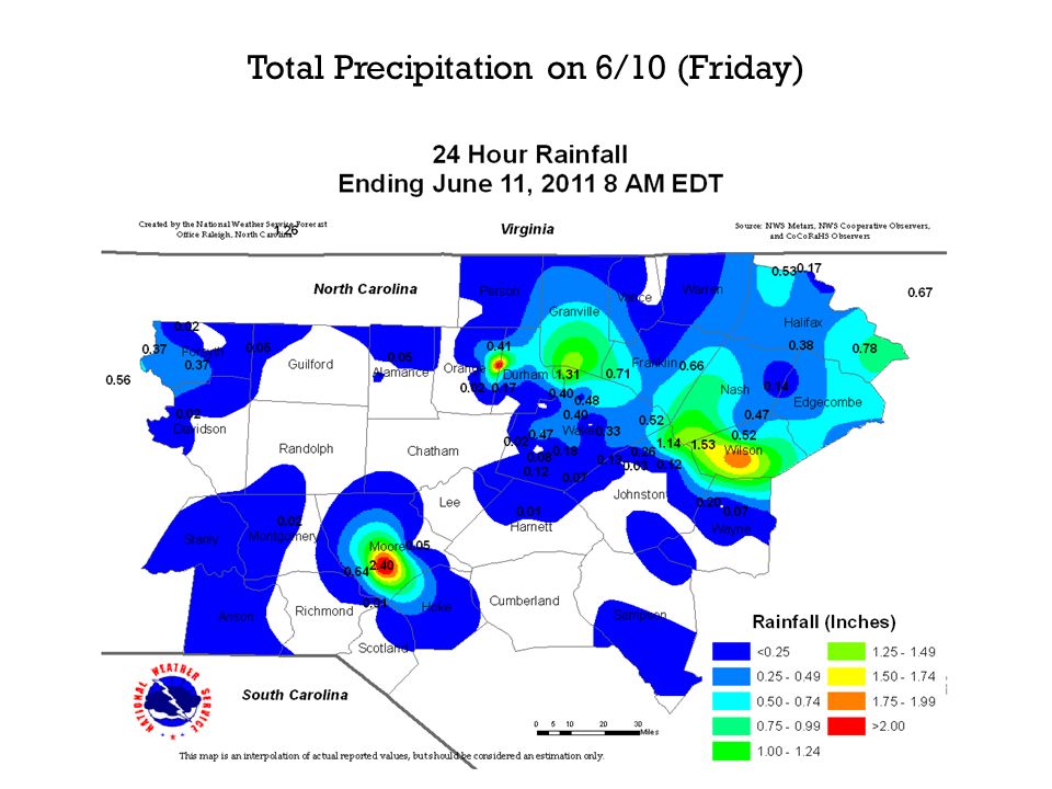 Total Precipitation on 6/10 (Friday)