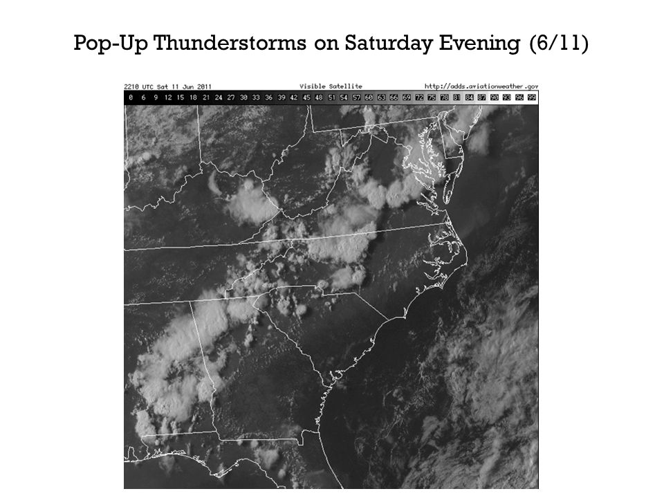 Pop-Up Thunderstorms on Saturday Evening (6/11)