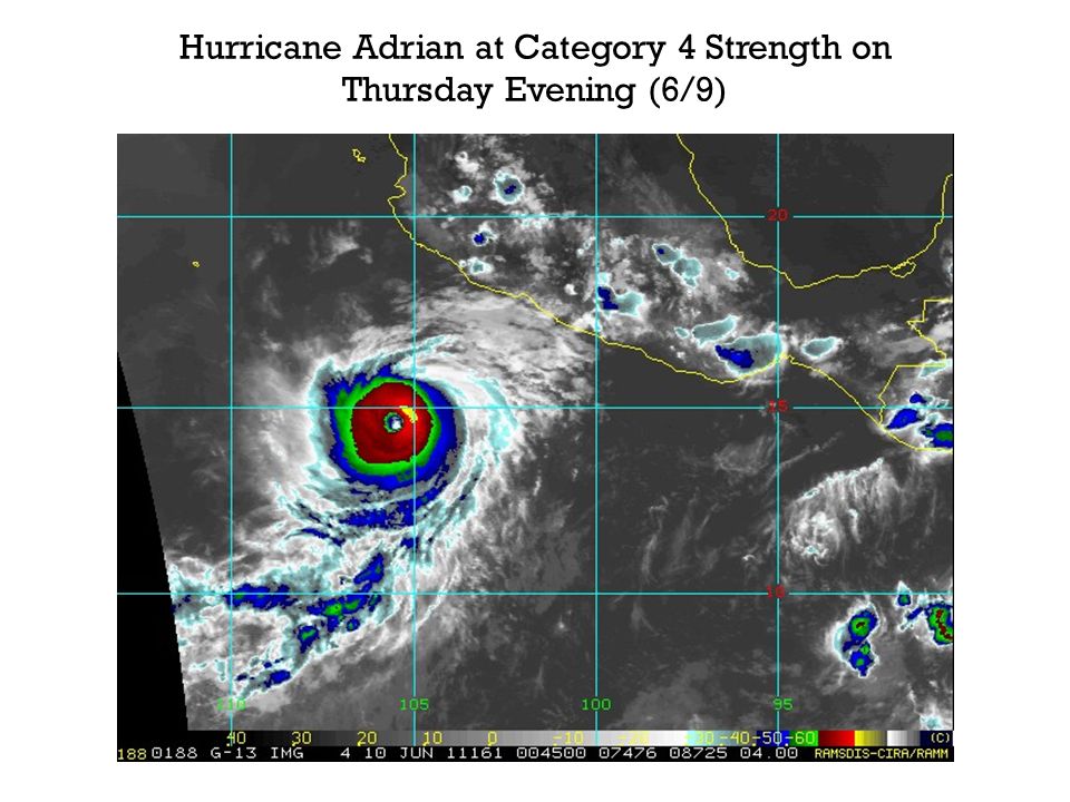 Hurricane Adrian at Category 4 Strength on Thursday Evening (6/9)