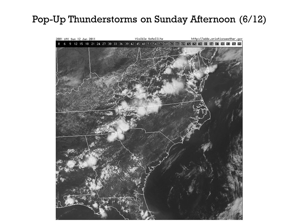 Pop-Up Thunderstorms on Sunday Afternoon (6/12)