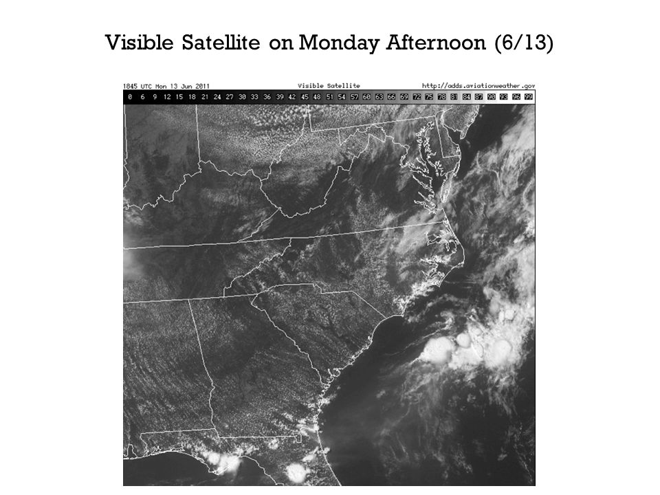 Visible Satellite on Monday Afternoon (6/13)