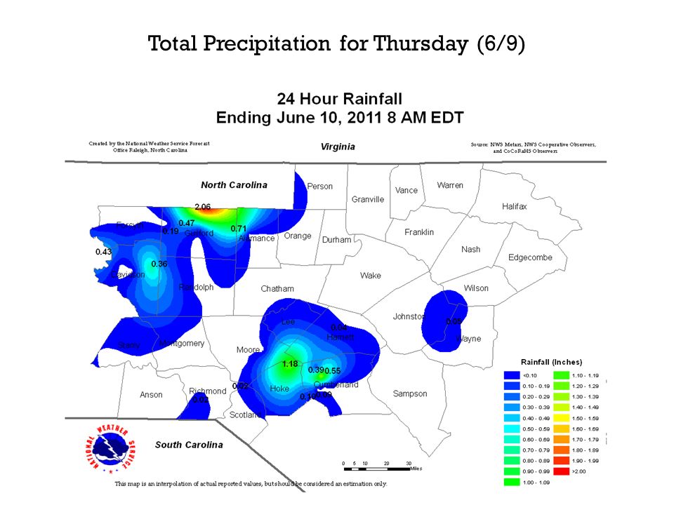 Total Precipitation for Thursday (6/9)