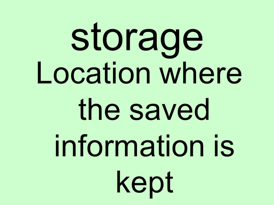 storage Location where the saved information is kept