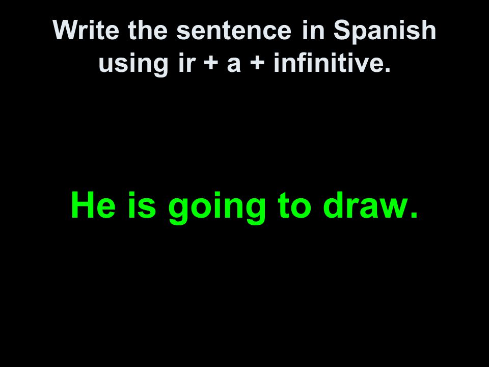 Write the sentence in Spanish using ir + a + infinitive. He is going to draw.