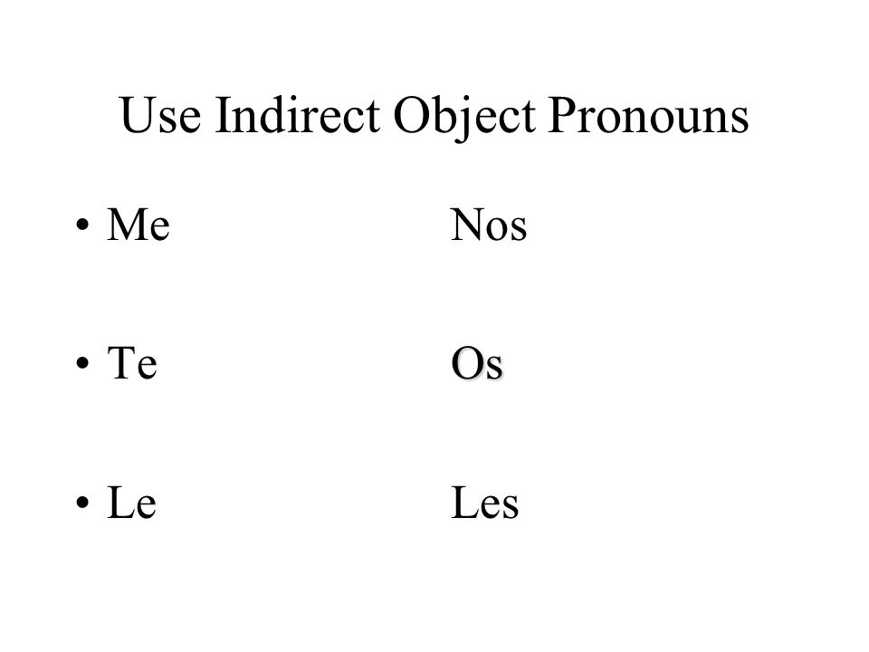 Use Indirect Object Pronouns Me Te Le NosOs Les