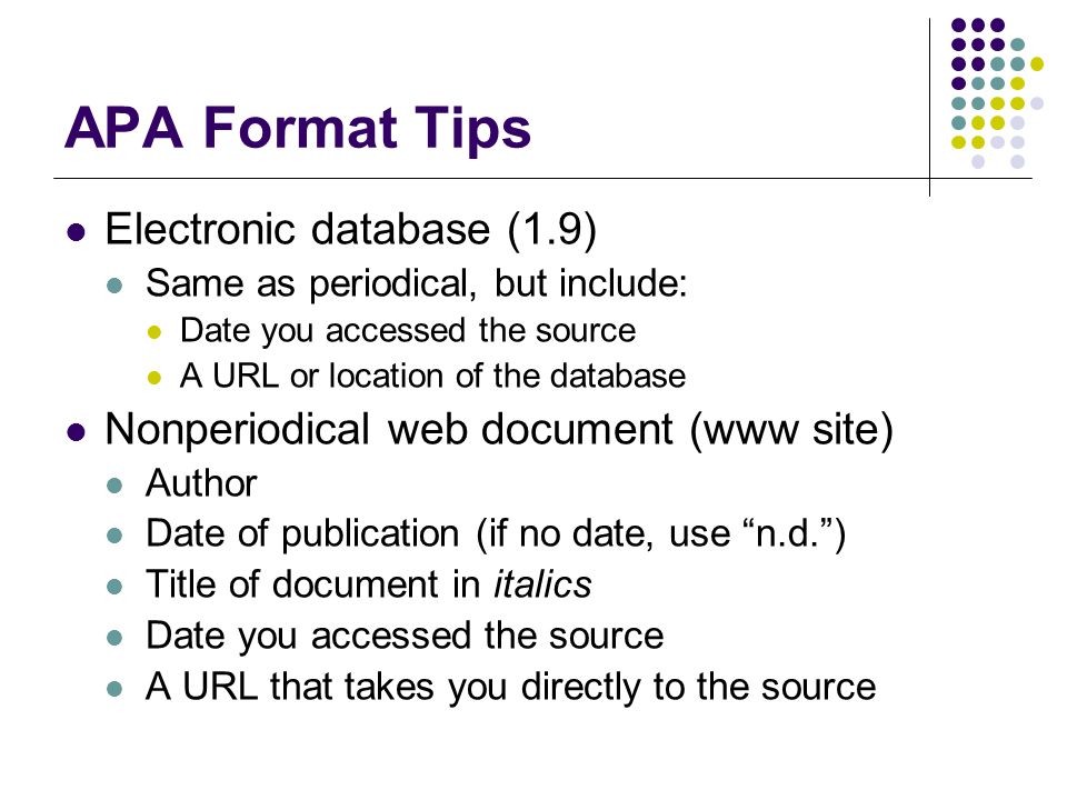 apa format url The apa citation generator is a tool the generator will arrange sources for you using the apa citation format you need not put the retrieval date if the url. apa format url The apa citation generator is a tool the generator will arrange sources for you using the apa citation format you need not put the retrieval date if the url.