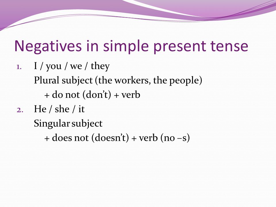 Negatives in simple present tense 1.