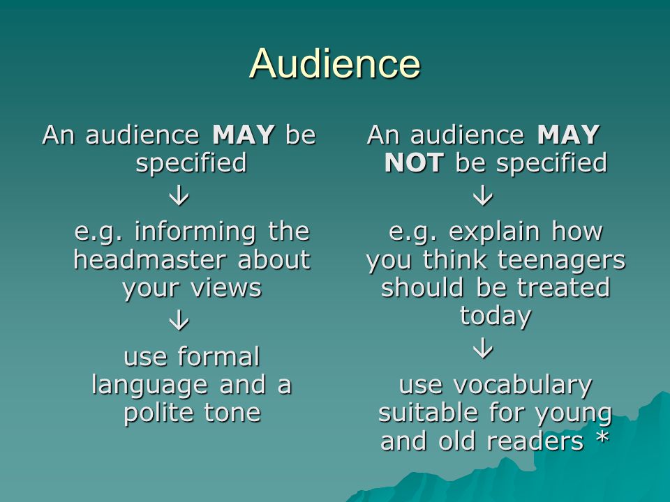 Audience An audience MAY be specified  e.g.