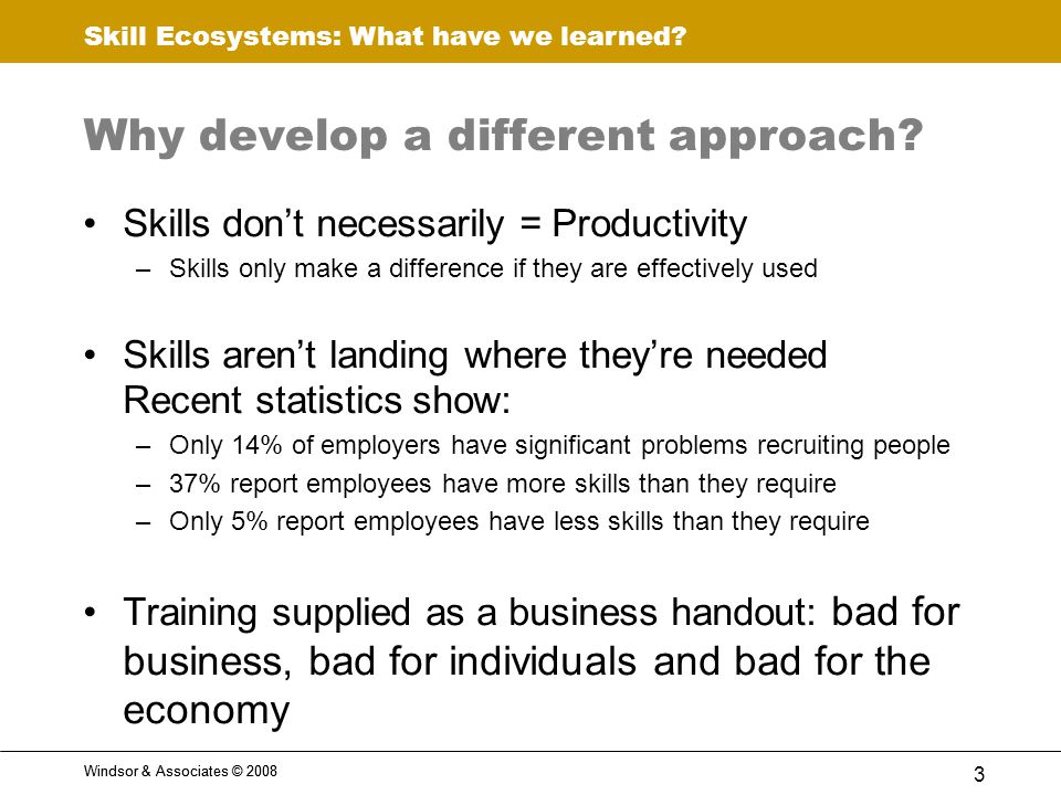 Skill Ecosystems: What have we learned.