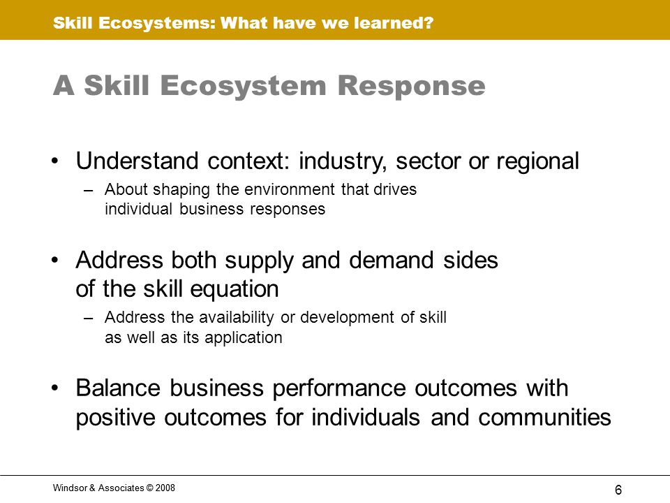 Skill Ecosystems: What have we learned.