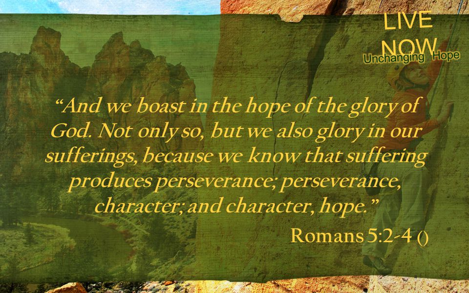 LIVE NOW And we boast in the hope of the glory of God.