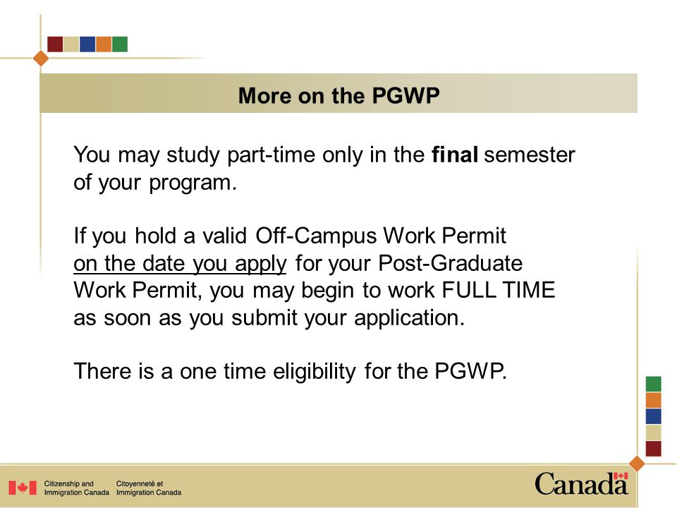 You may study part-time only in the final semester of your program.