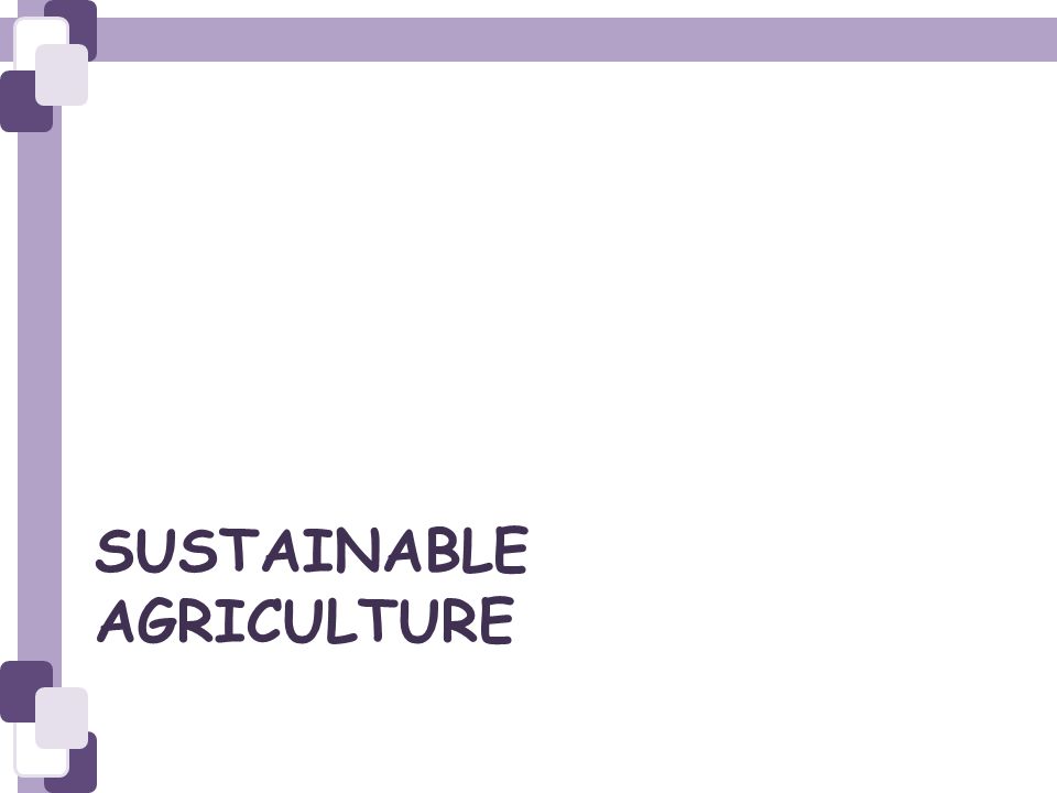SUSTAINABLE AGRICULTURE