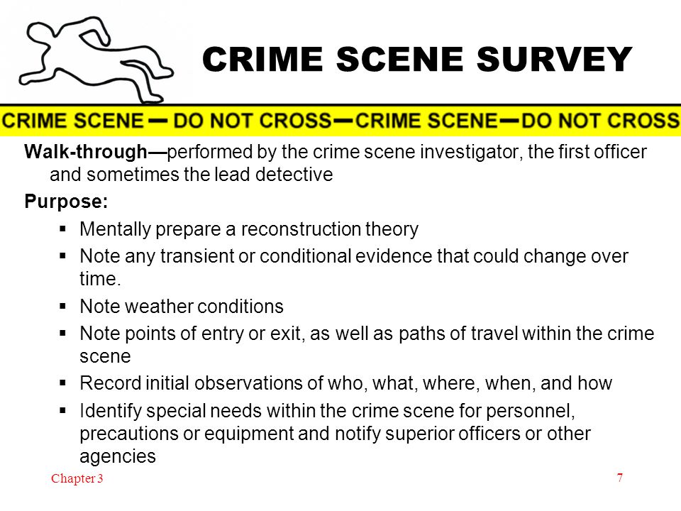 chapter 3 7 crime scene survey walk throughperformed by the crime scene investigator - Description Of A Crime Scene Investigator chapter 3 7 crime scene survey walk throughperformed by the crime scene investigator - Description Of A Crime Scene Investigator