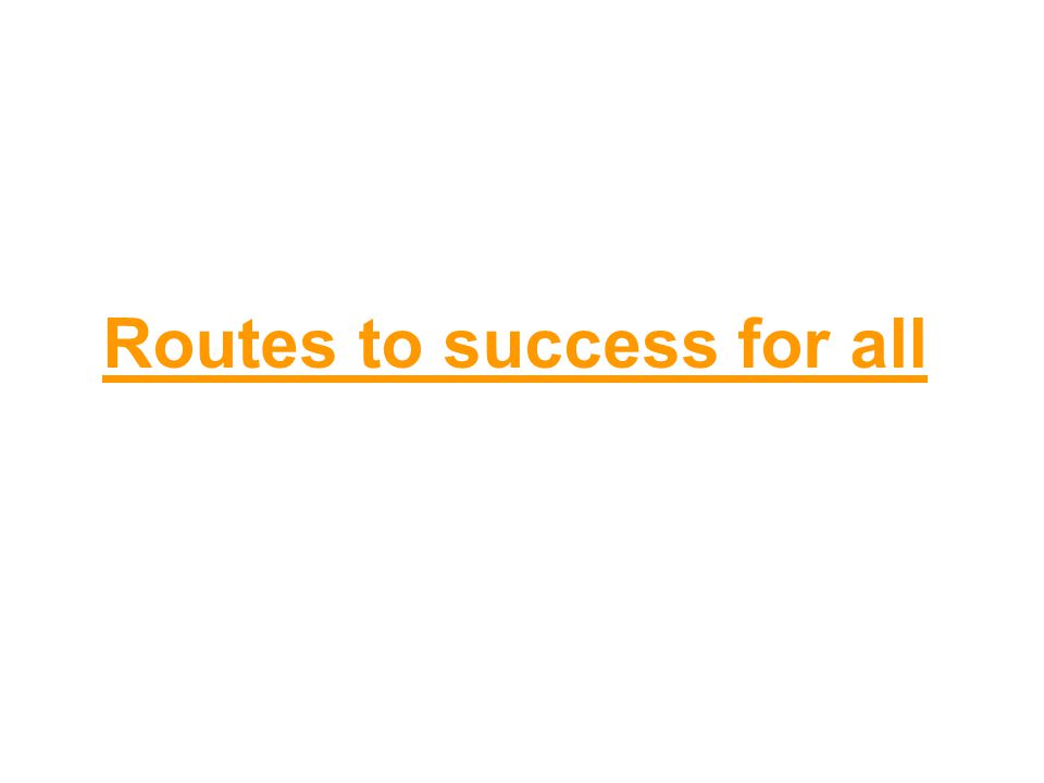 Routes to success for all