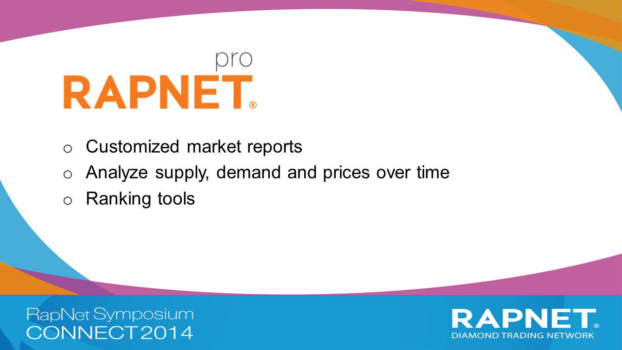 o Customized market reports o Analyze supply, demand and prices over time o Ranking tools