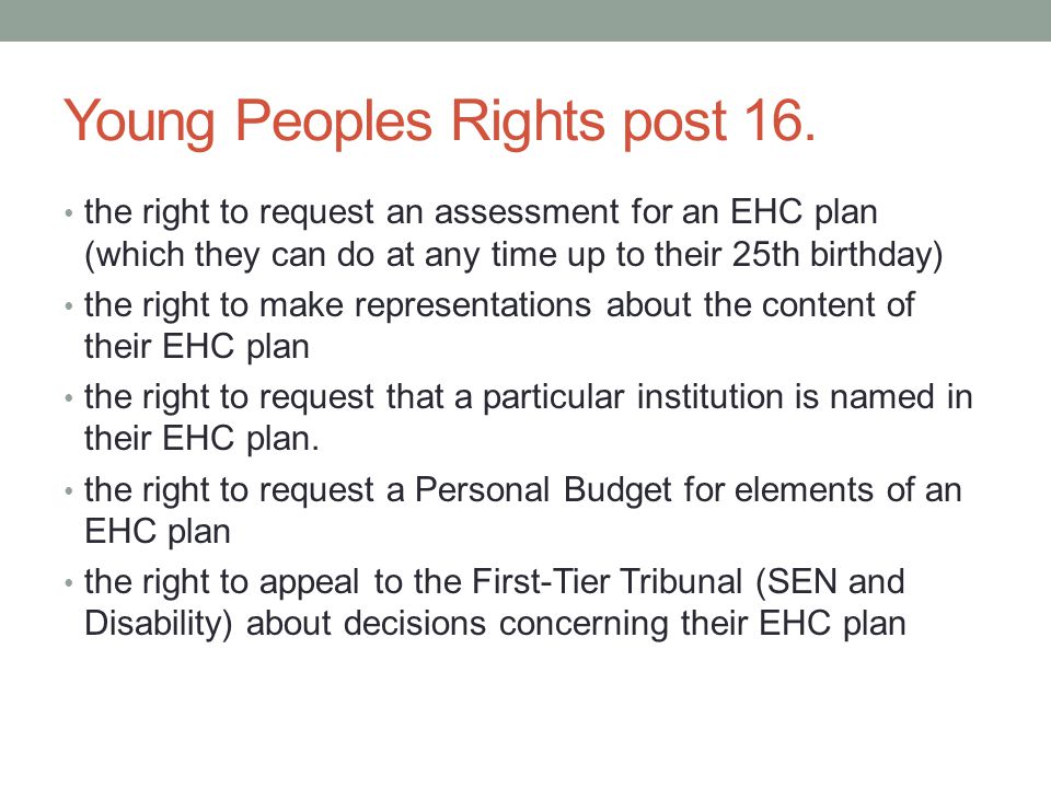 Young Peoples Rights post 16.