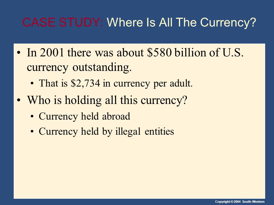 Copyright © 2004 South-Western CASE STUDY: Where Is All The Currency.