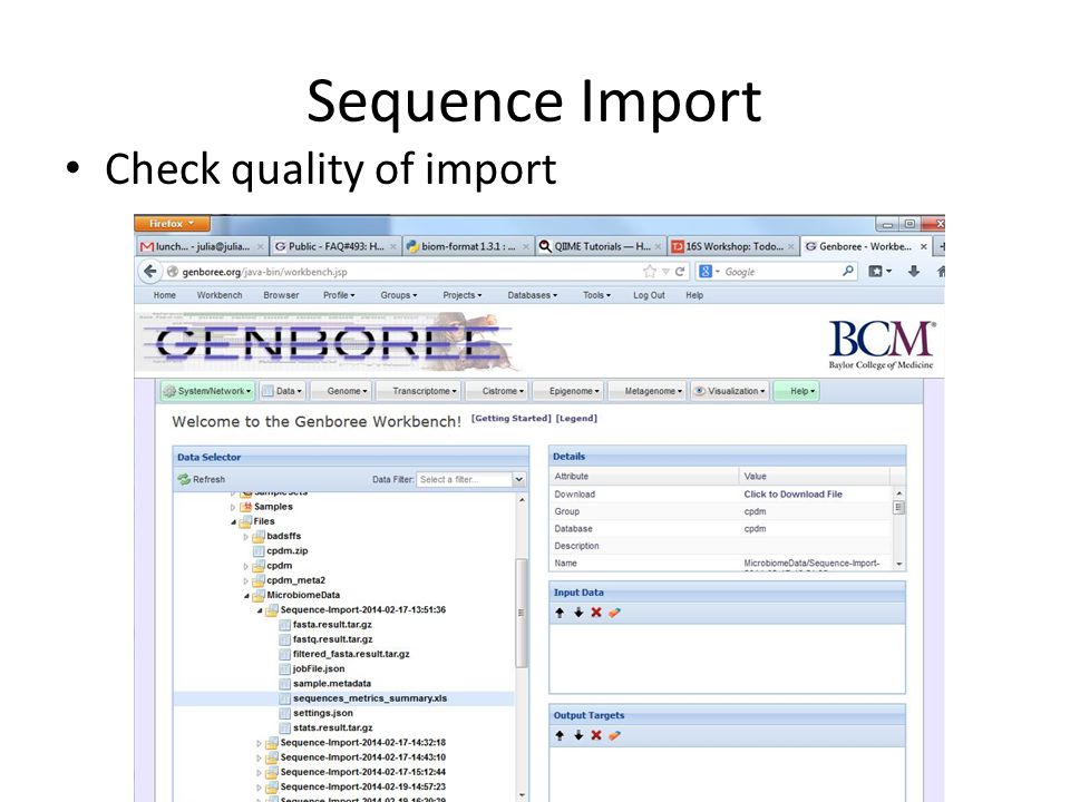 Sequence Import Check quality of import