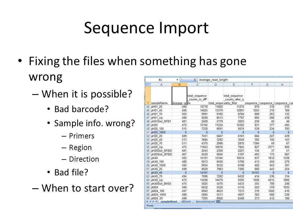 Sequence Import Fixing the files when something has gone wrong – When it is possible.