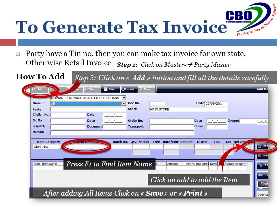  Party have a Tin no. then you can make tax invoice for own state.