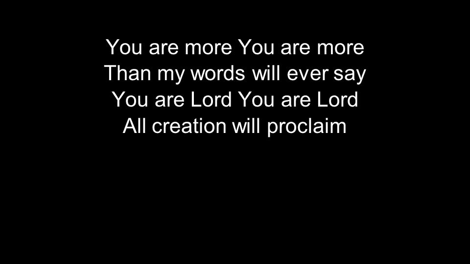 You are more Than my words will ever say You are Lord All creation will proclaim You are more Than my words will ever say You are Lord All creation will proclaim