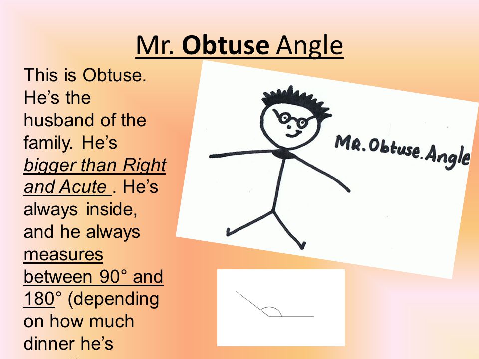 Mr. Obtuse Angle This is Obtuse. He’s the husband of the family.
