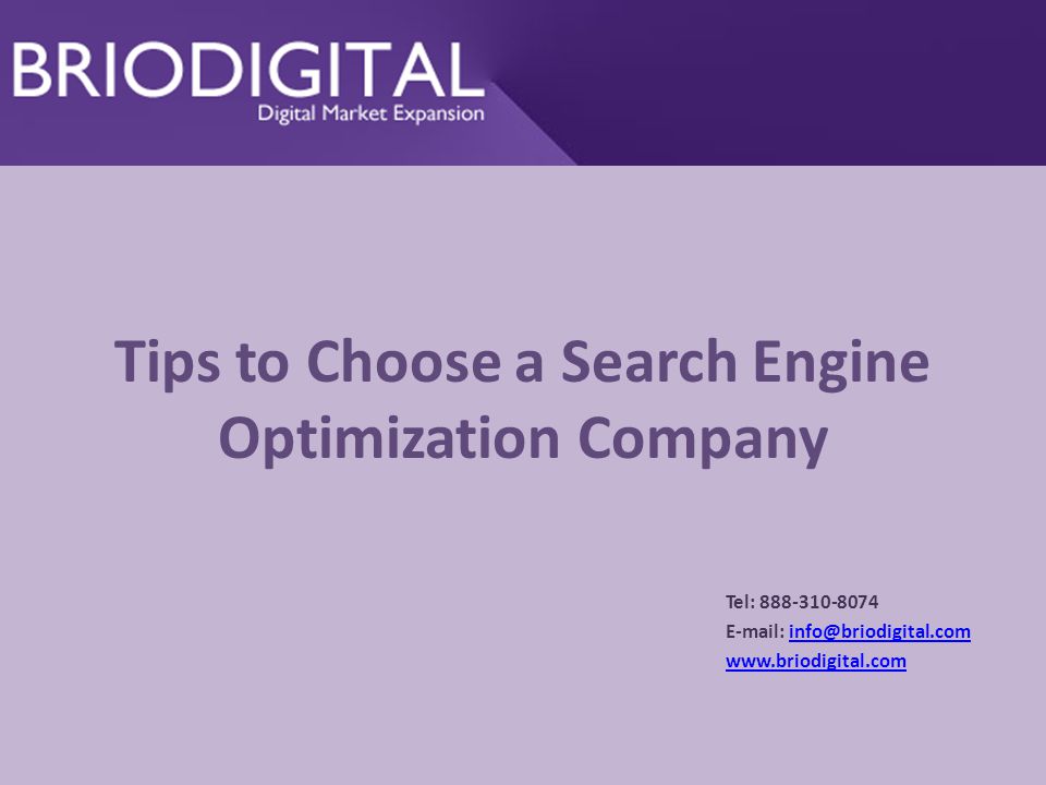Tips to Choose a Search Engine Optimization Company Tel:
