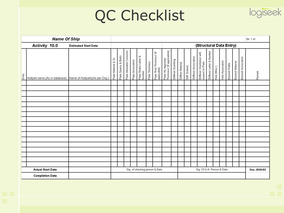 QC Checklist