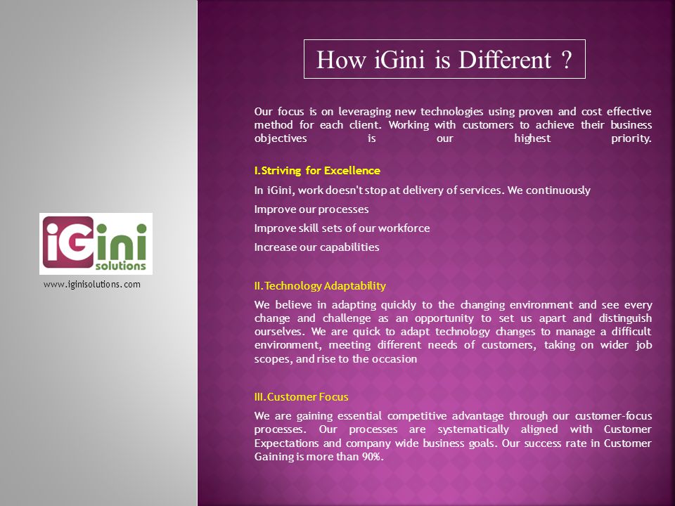 How iGini is Different .