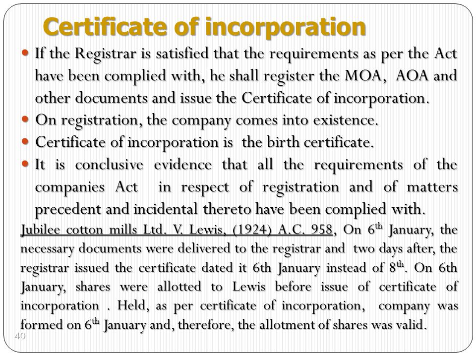 definition date of incorporation