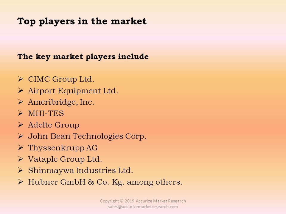 Top players in the market The key market players include  CIMC Group Ltd.