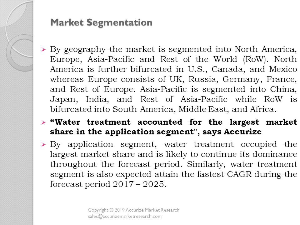 Market Segmentation  By geography the market is segmented into North America, Europe, Asia-Pacific and Rest of the World (RoW).