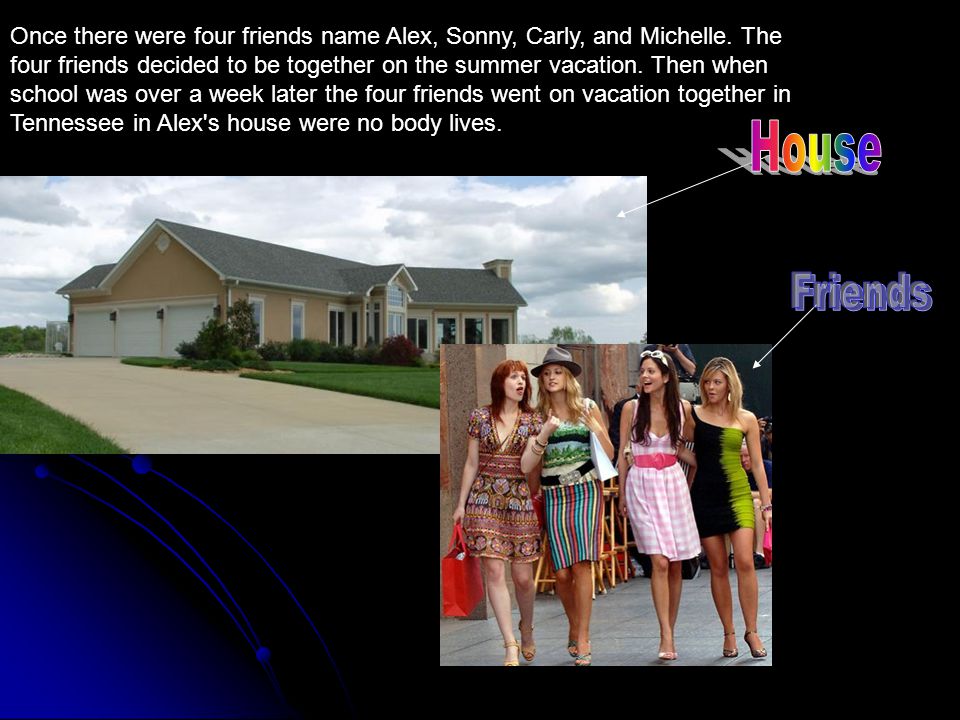 Once there were four friends name Alex, Sonny, Carly, and Michelle.