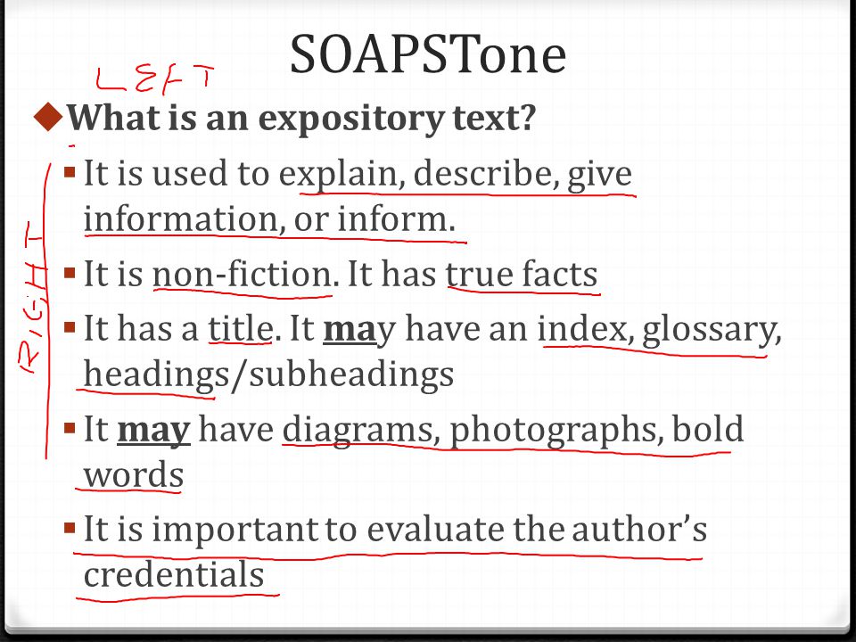 SOAPSTone  What is an expository text.