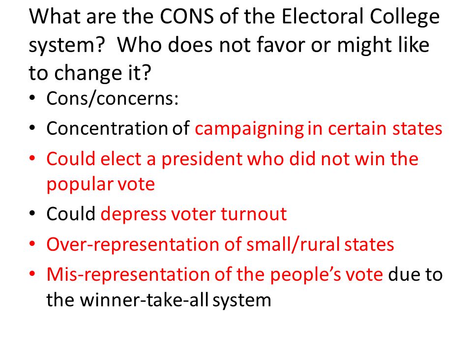 Pros and cons of electoral college essay