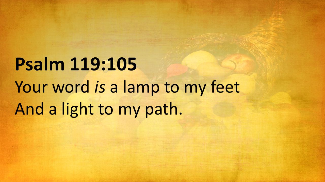 Psalm 119:105 Your word is a lamp to my feet And a light to my path.